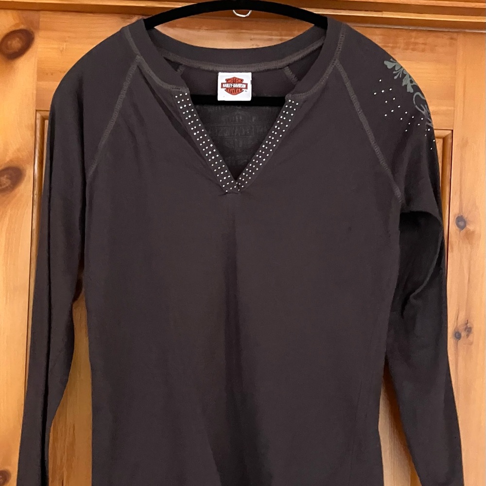 Harley-Davidson Brown Long Sleeve Top